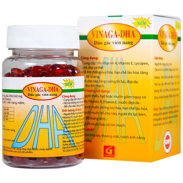 Giúp bổ não Dầu gấc viên nang Vinaga - DHA (100 viên)