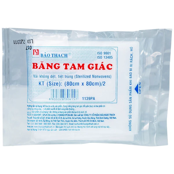 Băng tam giác Bảo Thạch 80x80cm/2 cố định vùng chấn thương