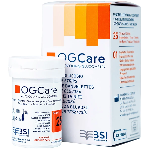 Que thử đường huyết Ogcare Biochemical (hộp 25 que)