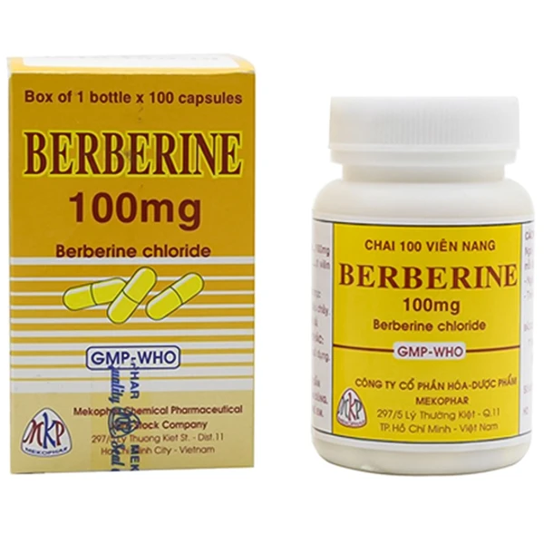 Viên nang cứng Berberin 100mg điều trị hội chứng lỵ do trực khuẩn, viêm ruột, tiêu chảy (lọ 100v)