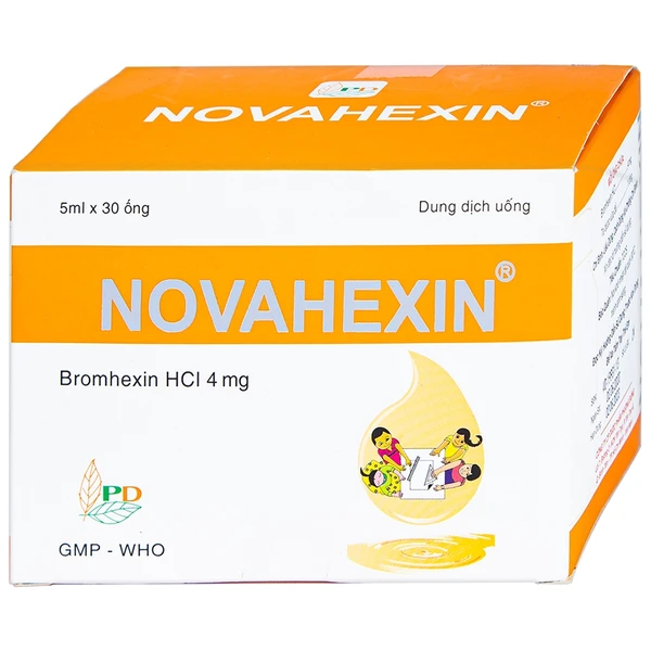 Dung dịch uống Novahexin 4mg Phương Đông điều trị rối loạn tiết dịch phế quản (30 ống x 5ml)