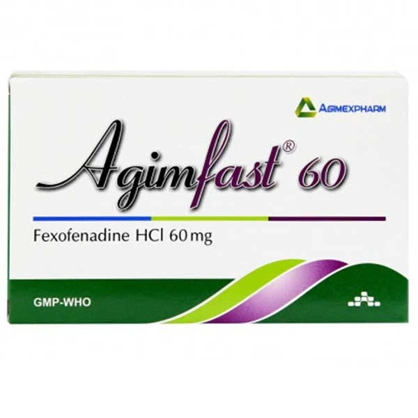 Thuốc Agimfast 60 Agimexpharm điều trị viêm mũi dị ứng, mày đay mạn tính vô căn (1 vỉ x 10 viên)