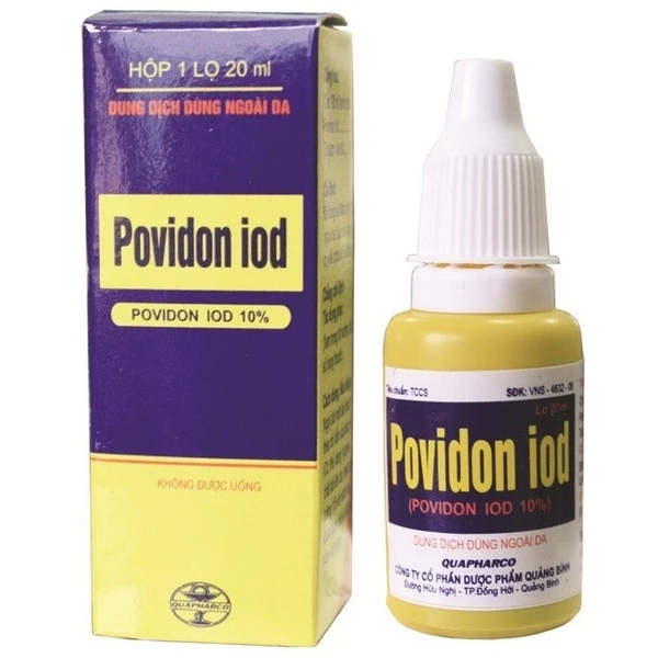 Dung dịch dùng ngoài Povidon Iod Quapharco sát trùng da, niêm mạc trước khi phẫu thuật (20ml)