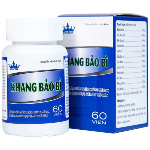 Viên uống hỗ trợ giảm mụn nhọt, da khô, nứt nẻ, lở ngứa của bệnh vảy nến Khang Bảo Bì Kingphar (60 viên)