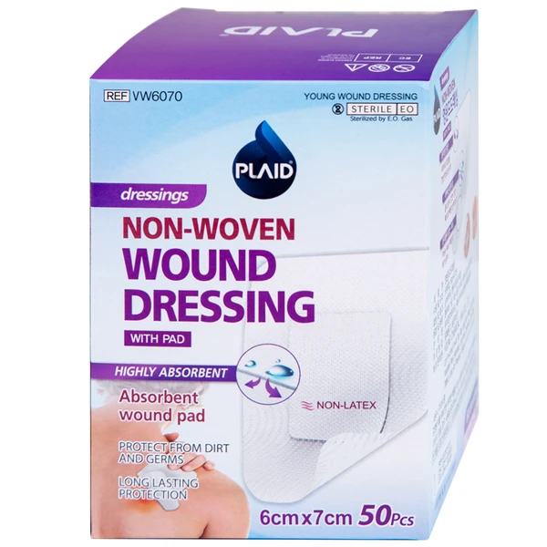 Gạc vô trùng Plaid Wound Dressing 6x7cm (50 miếng) Young Chemical