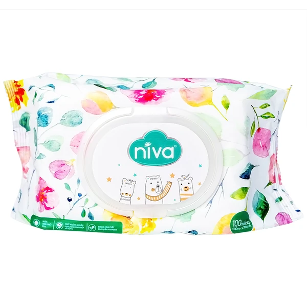 Khăn giấy ướt Niva Baby làm sạch, kháng khuẩn và giữ vệ sinh (100 miếng)