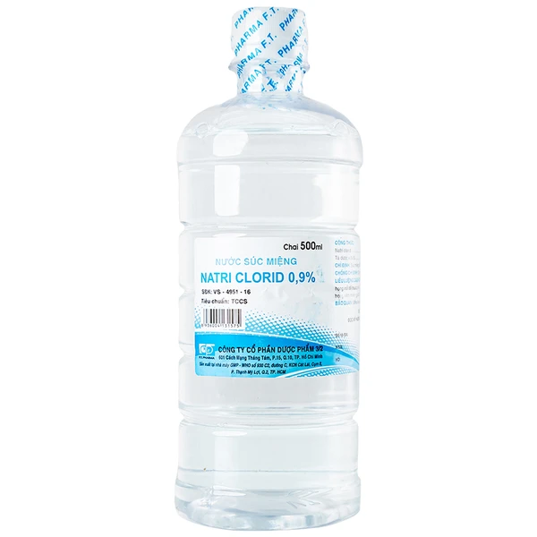 Nước súc miệng Natri Clorid 0.9% Dược Phẩm 3/2 vệ sinh răng, miệng, họng (500ml)