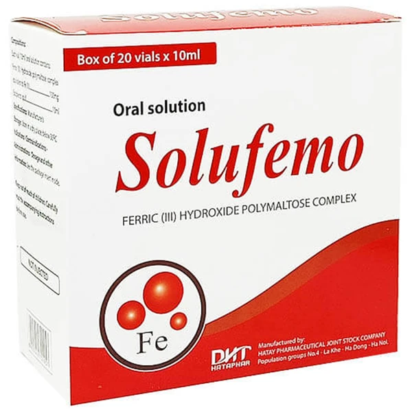 Dung dịch uống Solufemo 100mg Hataphar điều trị và dự phòng thiếu máu (20 ống)