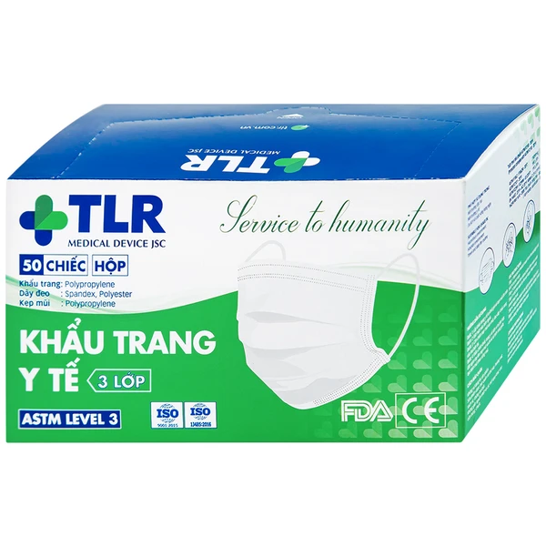Khẩu trang 3 lớp TLR (50 cái) ngăn khói bụi, vi khuẩn