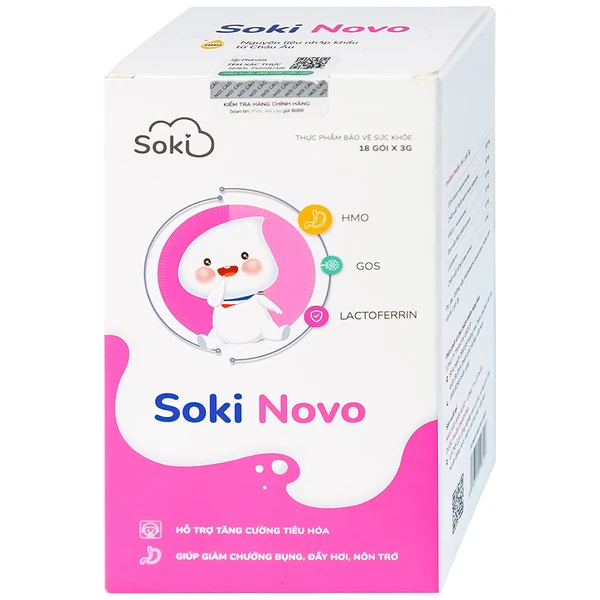 Bột hòa tan hỗ trợ giảm chướng bụng, đầy hơi, nôn trớ, khó tiêu cho trẻ Soki Novo (18 gói x 3g)