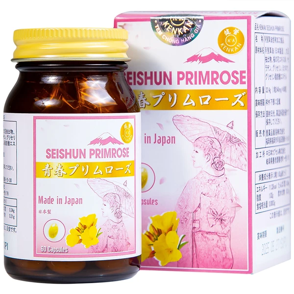 Viên uống cải thiện các triệu chứng của phụ nữ tiền mãn kinh, bổ sung dầu hoa anh thảo Seishun Primrose Kenkan (60 viên)
