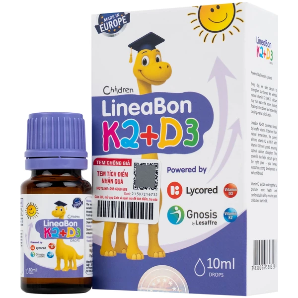 Siro giúp hỗ trợ hấp thụ canxi LineaBon K2+D3 ErgoPharm (10ml)