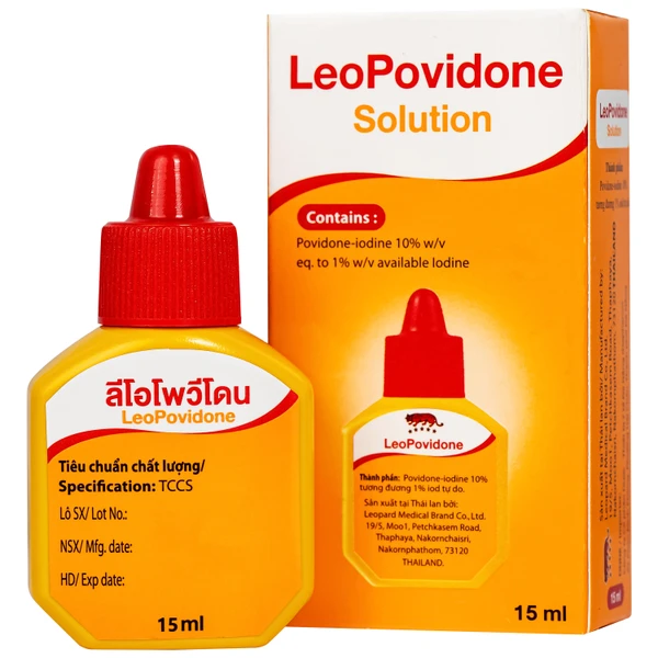 Dung dịch LeoPovidone 10% điều trị các vết thương và ngăn ngừa nhiễm khuẩn (15ml)