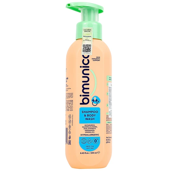 Sữa tắm gội cho trẻ sơ sinh và trẻ nhỏ 2in1 Bimunica dịu nhẹ, an toàn cho da và tóc (250ml)
