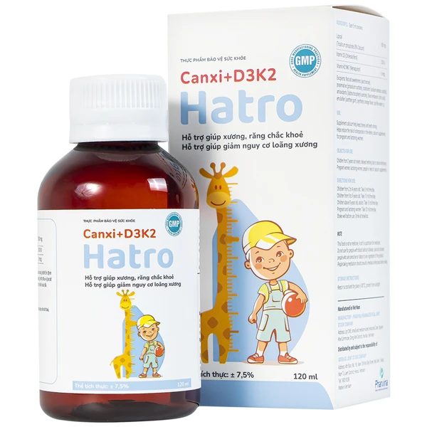 Siro bổ sung canxi giúp xương răng chắc khỏe Canxi + D3K2 Hatro (120ml)