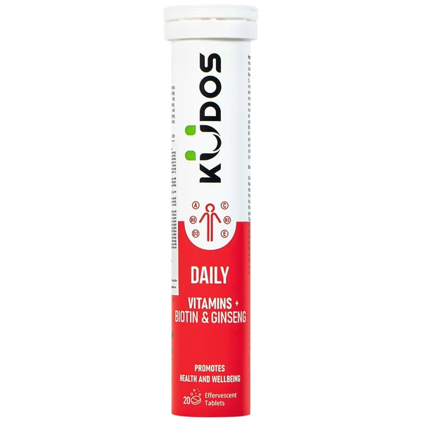 Viên sủi giúp bổ sung các vitamin cho cơ thể Kudos Daily Vitamins Plus Biotin & Ginseng hương cam (20 viên)