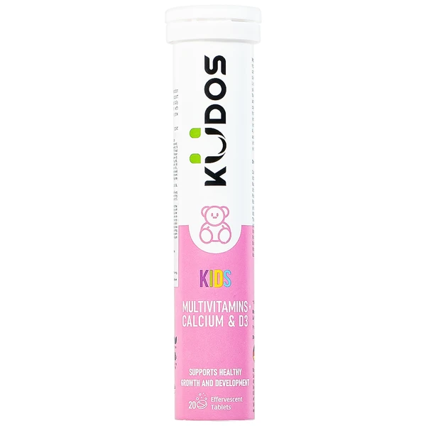 Viên sủi bổ sung calci và vitamin cho trẻ em Kudos Kids Multivitamins Plus Calcium & D3 hương dưa hấu (20 viên)