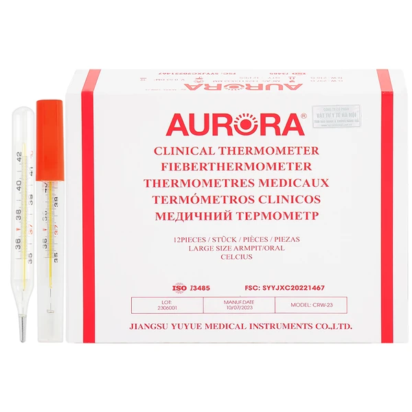 Nhiệt kế thuỷ ngân đo thân nhiệt cơ thể Aurora CRW-23