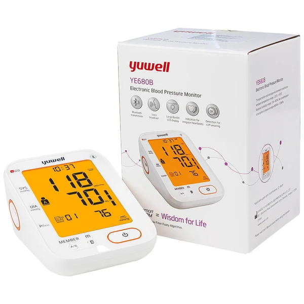 Máy đo huyết áp bắp tay Yuwell YE680B hỗ trợ đo huyết áp, cảnh báo đột quỵ