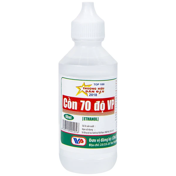 Cồn trắng 70 độ Vĩnh Phúc 60ml dùng sát trùng vết thương
