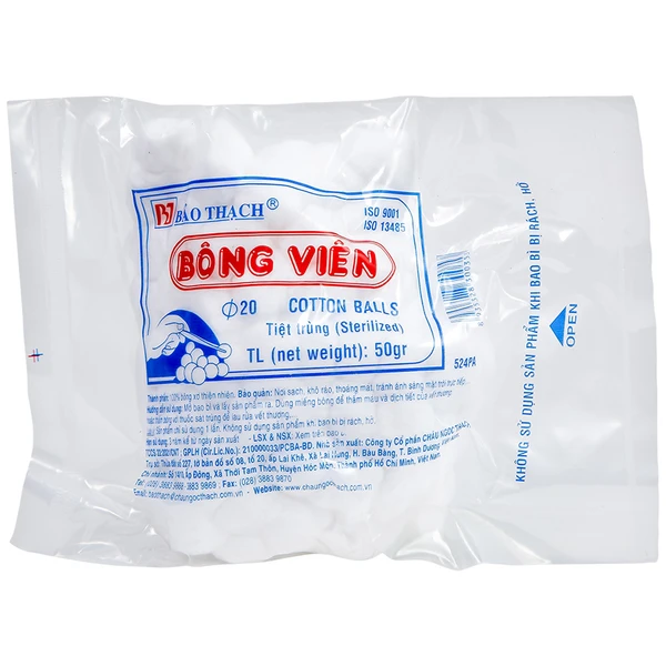 Bông viên Bảo Thạch 50g làm sạch vết thương, thấm máu và dịch tiết