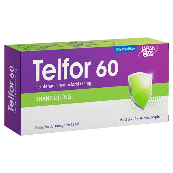 Thuốc Telfor 60 DHG điều trị các triệu chứng viêm mũi dị ứng (2 vỉ x 10 viên)
