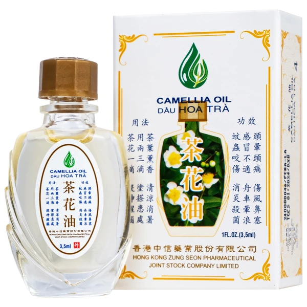 Dầu gió hoa trà Camellia 3.5ml Hong Kong Zung Seon giúp giảm cảm cúm, nghẹt mũi, chóng mặt, nhức đầu