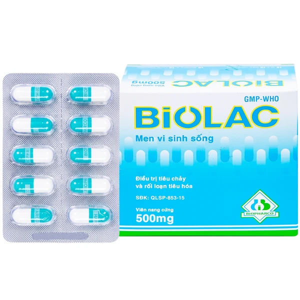 Men vi sinh sống Biolac Biopharco điều trị tiêu chảy, rối loạn tiêu hóa (10 vỉ x 10 viên)