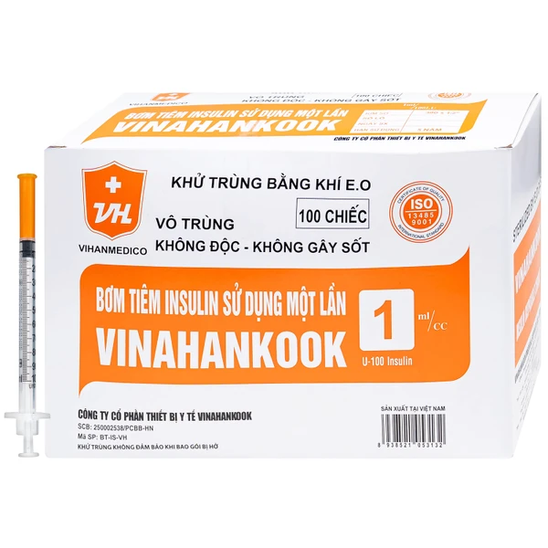Bơm tiêm tiểu đường 1ml/cc insulin Vinahankook (100 cái)