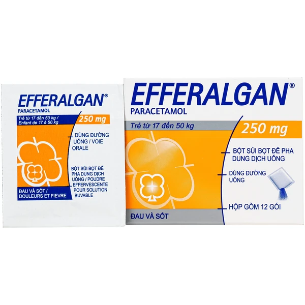 Bột sủi Efferalgan 250mg UPSA SAS giảm đau, hạ sốt (12 gói)