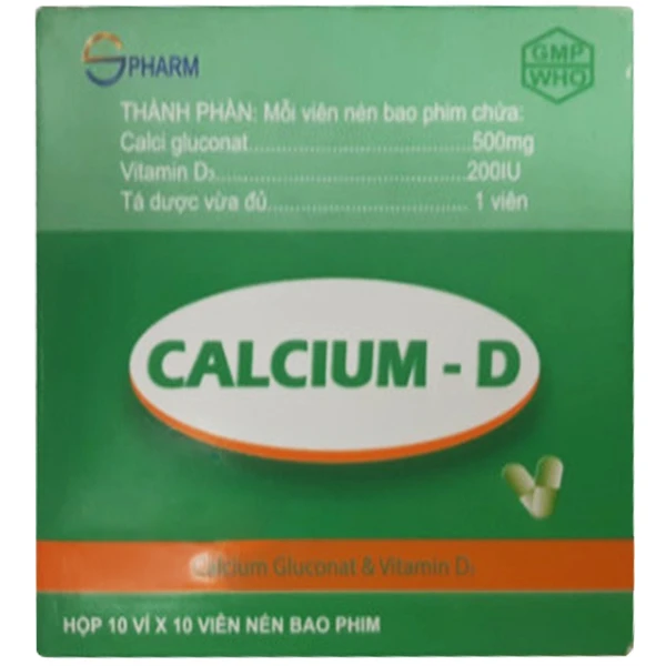 Thuốc Calcium - D S.Pharm bổ sung calxi, điều trị loãng xương, còi xương (10 vỉ x 10 viên)