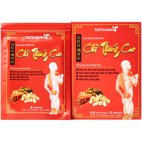 Cao dán giảm đau Chỉ Thống Cao giúp giảm đau cổ, đau mỏi vai gáy, đau lưng (20 gói)