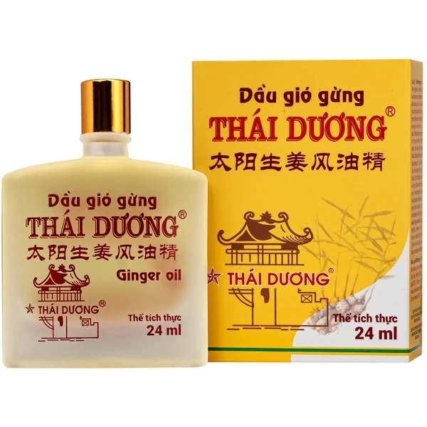 Dầu gió gừng Thái Dương giúp giảm đau đầu, đau lưng, đau dây thần kinh vai gáy (Hộp 24ml)