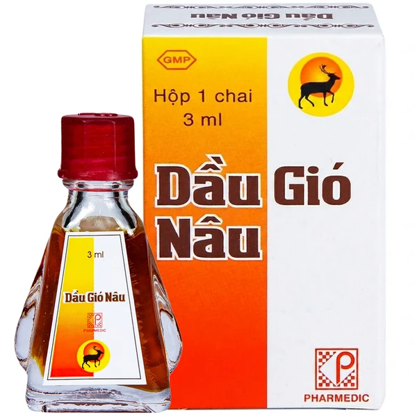 Dầu gió Nâu Pharmedic điều trị cảm cúm, sổ mũi, nghẹt mũi (3ml)