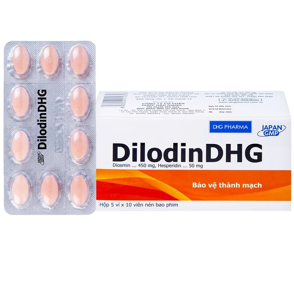 Thuốc DilodinDHG điều trị các triệu chứng liên quan đến cơn trĩ cấp và bệnh trĩ mạn (5 vỉ x 10 viên)