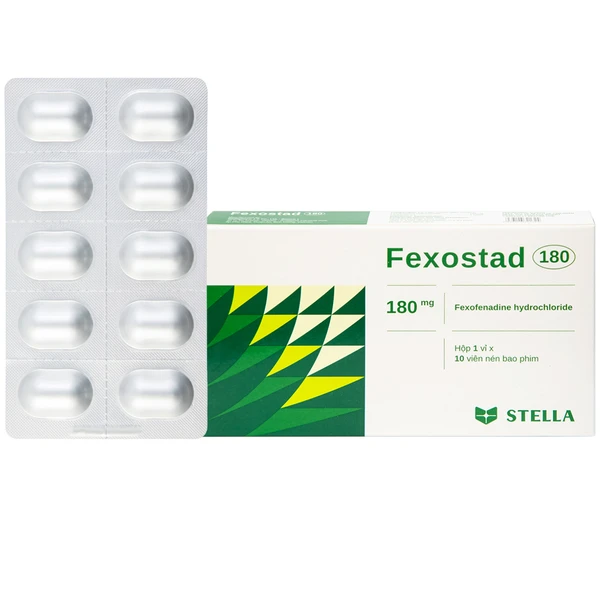 Thuốc Fexostad 180 Stella điều trị viêm mũi dị ứng theo mùa, mày đay vô căn mạn tính (10 viên)