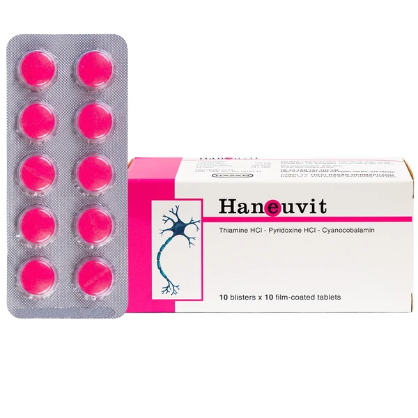 Thuốc Haneuvit Hasan điều trị rối loạn do thiếu vitamin B1, B6, B12 (10 vỉ x 10 viên)