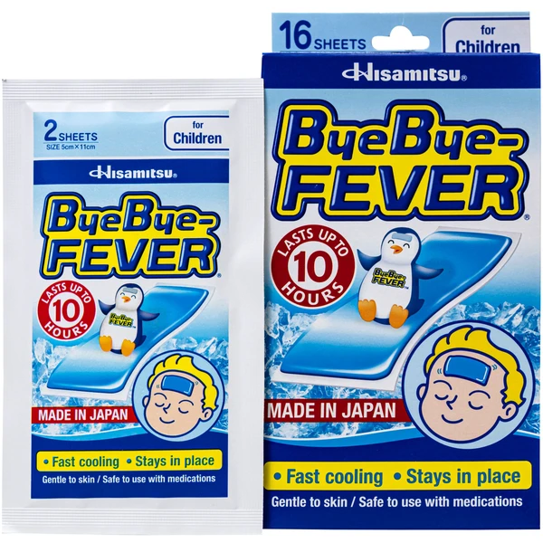 Miếng dán hạ sốt ByeBye Fever For Children dùng cho trẻ trên 2 tuổi (8 gói x 2 miếng)
