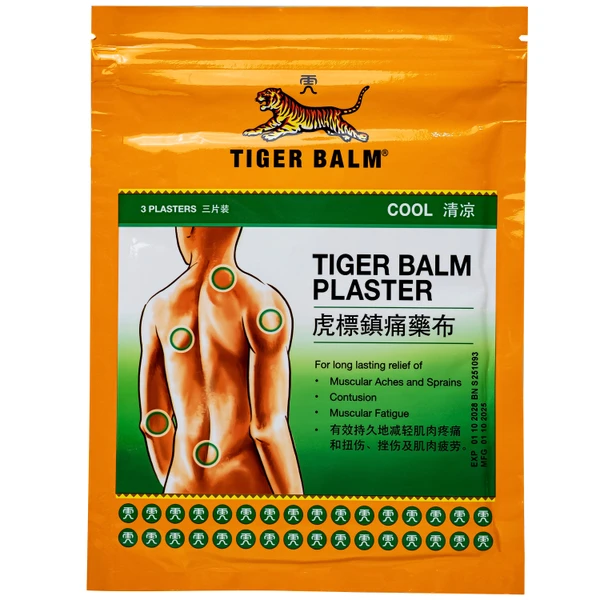 Miếng dán Tiger Balm Plaster Cool Haw Par giảm mỏi cơ, đau và nhức cơ (7cm x 10cm) (12 gói x 3 miếng)