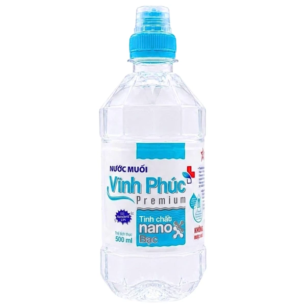Nước muối Vĩnh Phúc Premium nano bạc 500ml giúp loại bỏ vi khuẩn, khử mùi hôi miệng