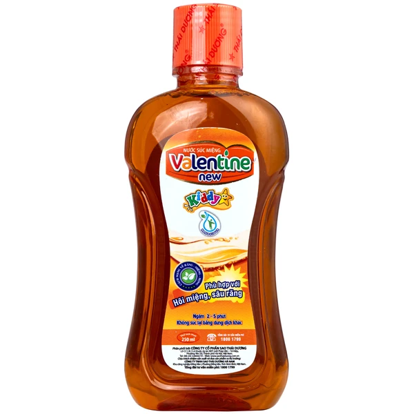 Nước súc miệng trẻ em ngừa sâu răng Valentine Kiddy Thái Dương 250ml
