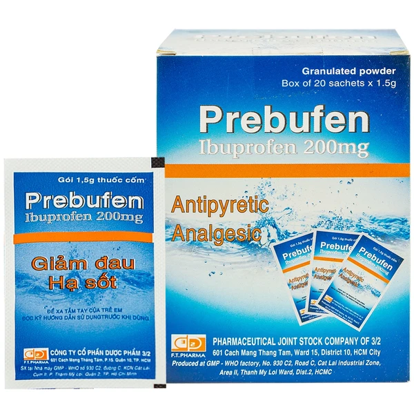Thuốc Prebufen 200mg Dược 3-2 giúp giảm đau, hạ sốt cho trẻ em (20 gói x 1.5g)