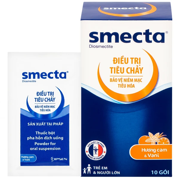Thuốc bột pha hỗn dịch uống Smecta Ipsen hương cam & vani điều trị tiêu chảy, bảo vệ niêm mạc tiêu hoá (10 gói)