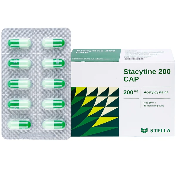 Thuốc Stacytine 200 CAP Stella điều trị long đờm trong viêm phế quản (10 vỉ x 10 viên)