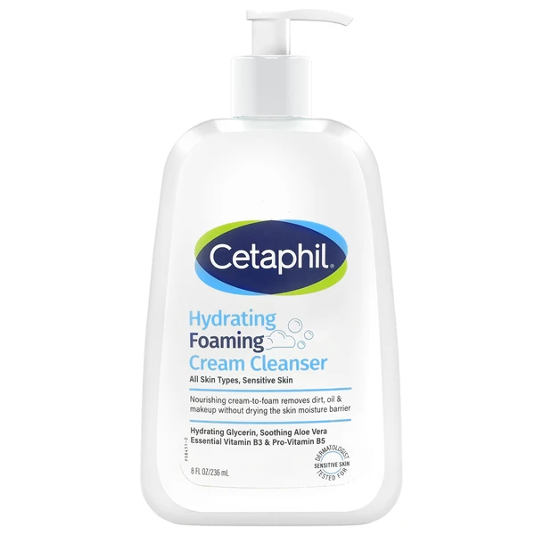 Sữa rửa mặt Cetaphil Hydrating Foaming Cream Cleanser dưỡng ẩm, làm sạch nhẹ nhàng cho da mặt (236ml)