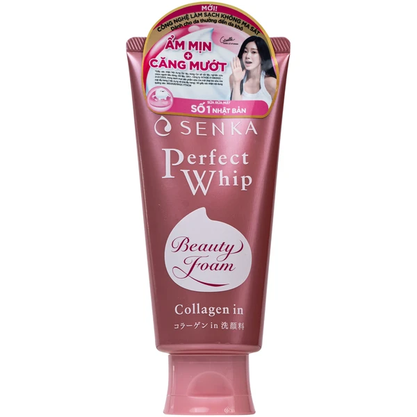 Sữa rửa mặt tạo bọt Senka Perfect Whip Collagen In FA làm sạch, săn chắc và dưỡng ẩm da (120g)