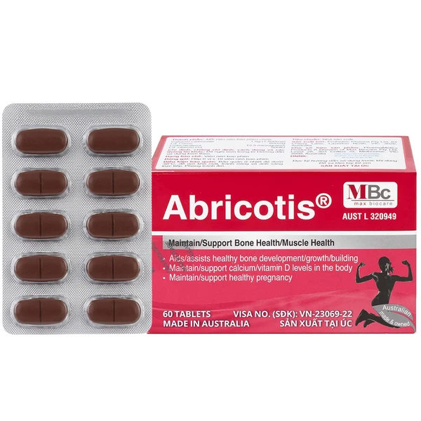 Thuốc Abricotis Probiotec hỗ trợ sức khỏe xương, cơ bắp, bổ sung canxi (6 vỉ x 10 viên)