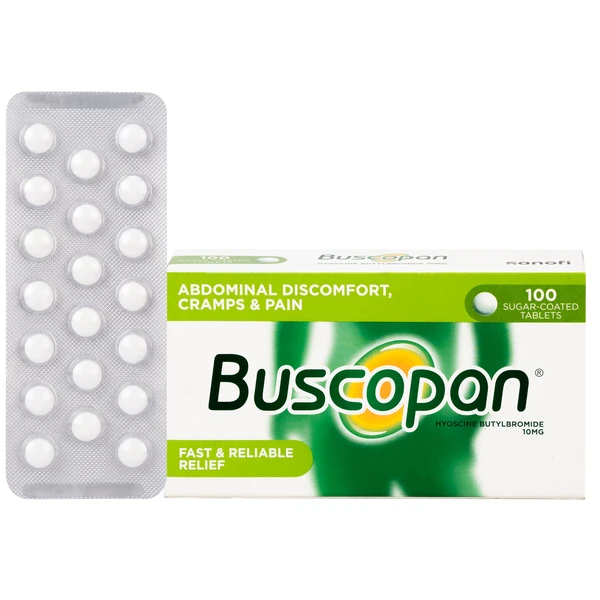 Thuốc Buscopan 10mg Sanofi giảm co thắt cơ trơn đường sinh dục – tiết niệu (5 vỉ x 20 viên)