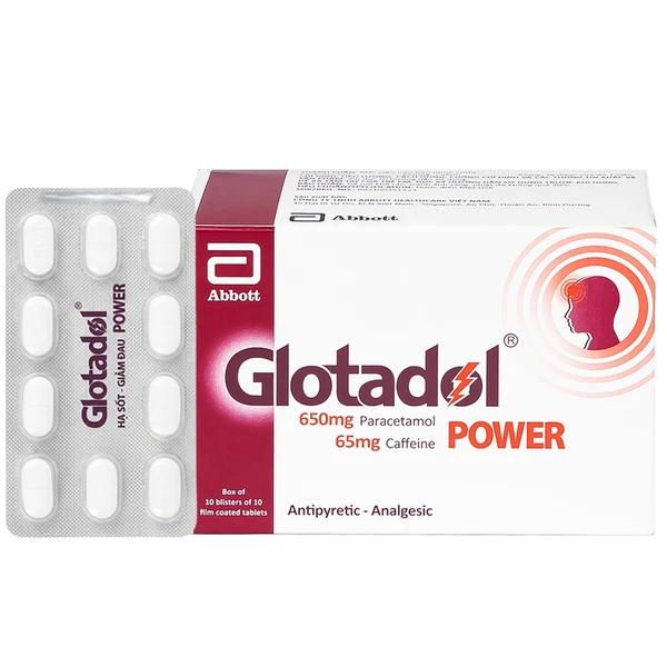 Thuốc Glotadol Power Abbott giảm đau đầu, đau nửa đầu, đau nhức do cảm lạnh (10 vỉ x 10 viên)