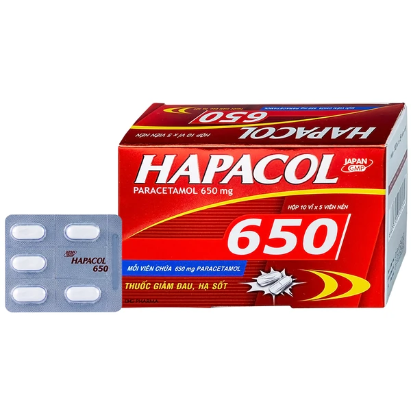 Thuốc Hapacol 650 DHG giảm đau, hạ sốt (10 vỉ x 5 viên)